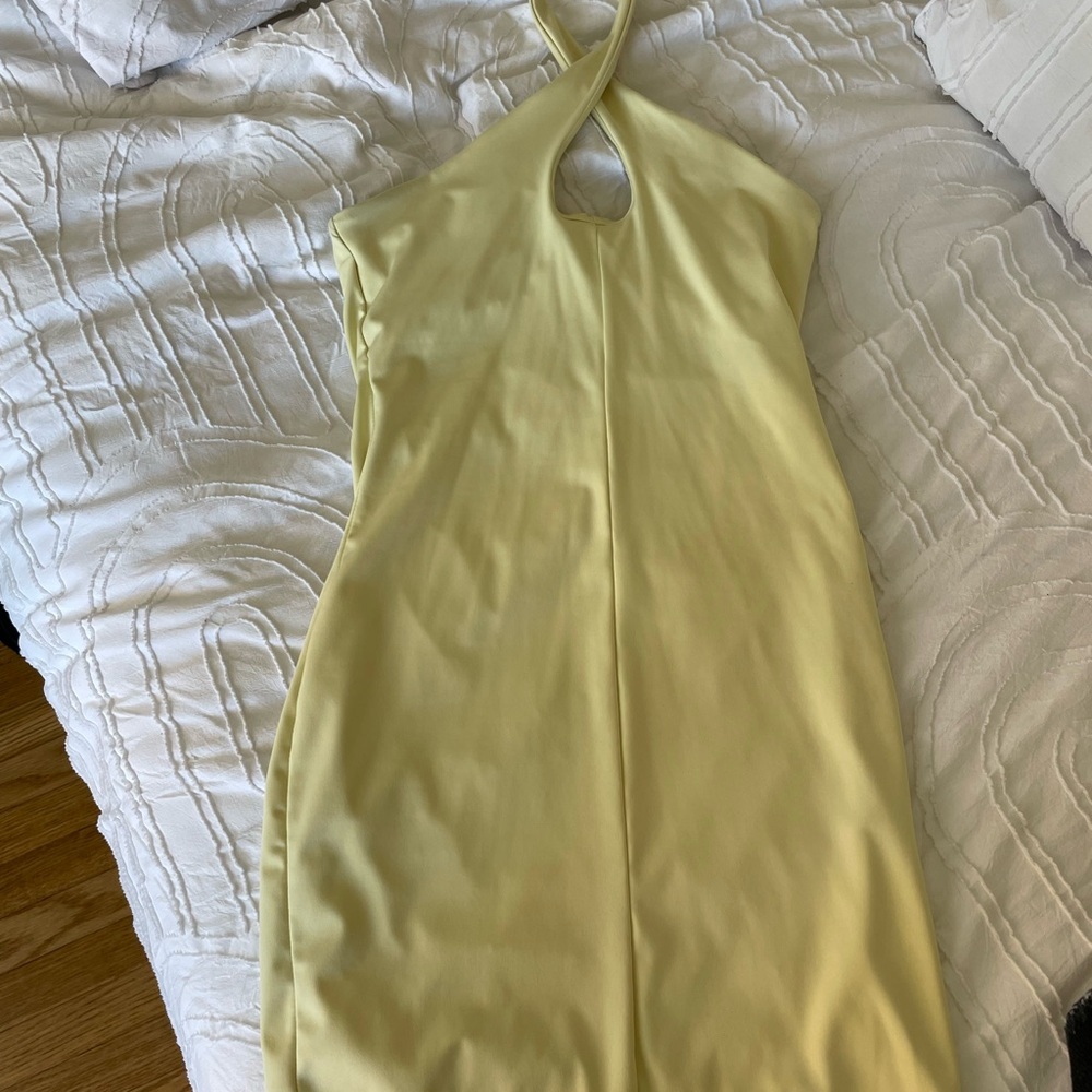 Butter Yellow Halter Dress